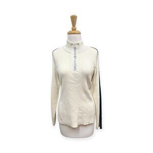 NEW DKNY Jeans Retro Cream Quarter Zip Sweater Size M Medium